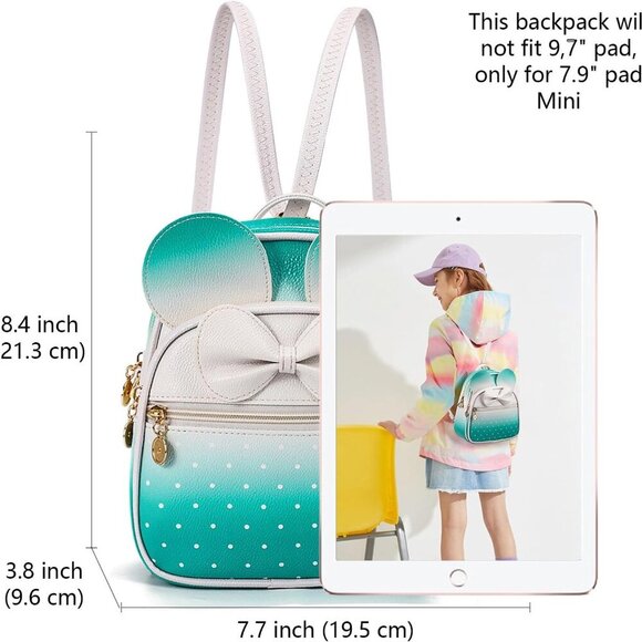 Girls Bowknot Polka Dot Cute Mini Backpack Small Daypacks Convertible Shoulder B - Picture 2 of 7